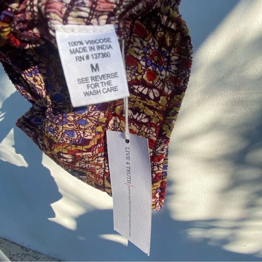 Boho Multicolor Mandala Print Crop Top Size Medium - Picture 6 of 6